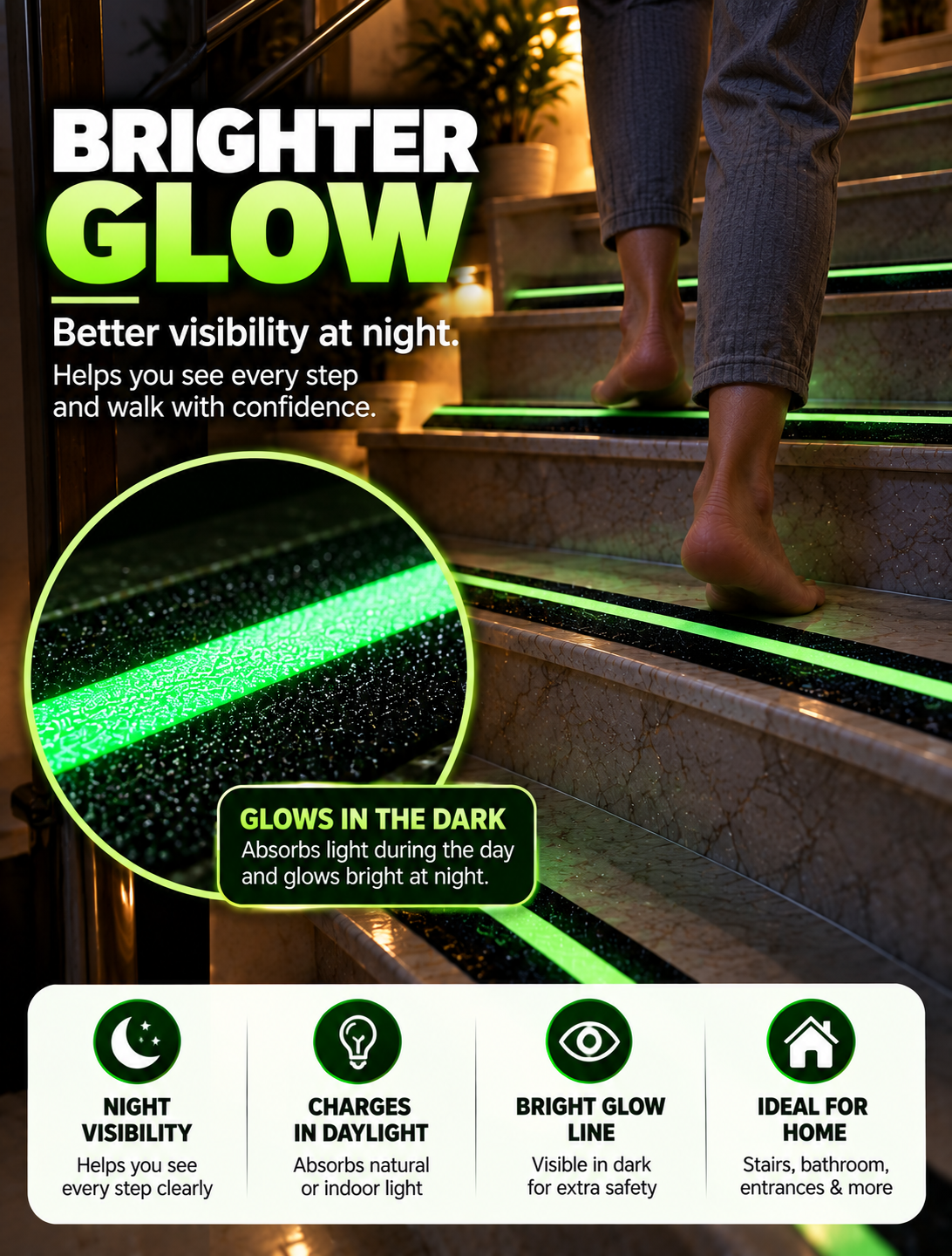 GERMAN HARD TAPE™ V2 - Anti-Slip Glow Tape for Stairs, Bathrooms & More