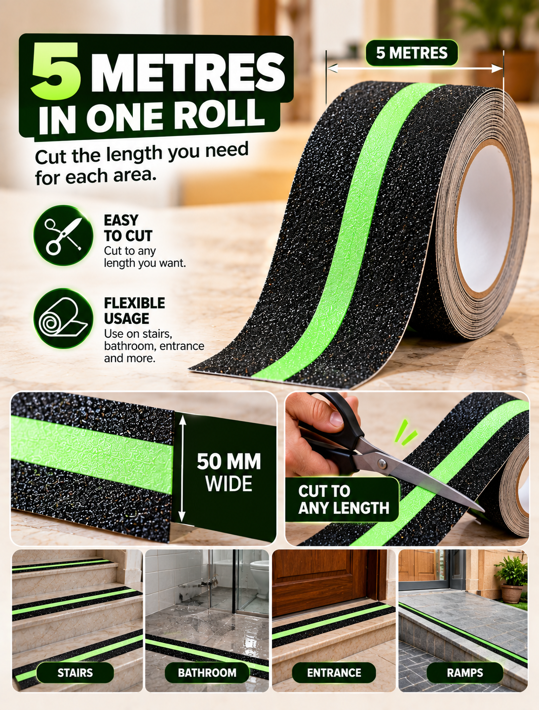GERMAN HARD TAPE™ V2 - Anti-Slip Glow Tape for Stairs, Bathrooms & More