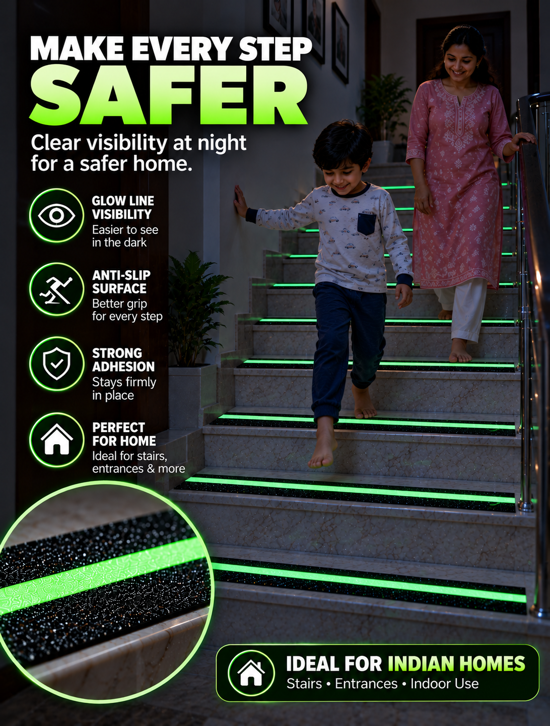 GERMAN HARD TAPE™ V2 - Anti-Slip Glow Tape for Stairs, Bathrooms & More