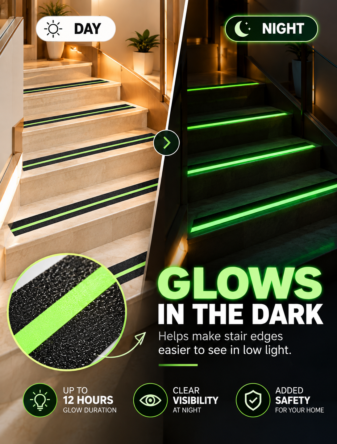GERMAN HARD TAPE™ V2 - Anti-Slip Glow Tape for Stairs, Bathrooms & More