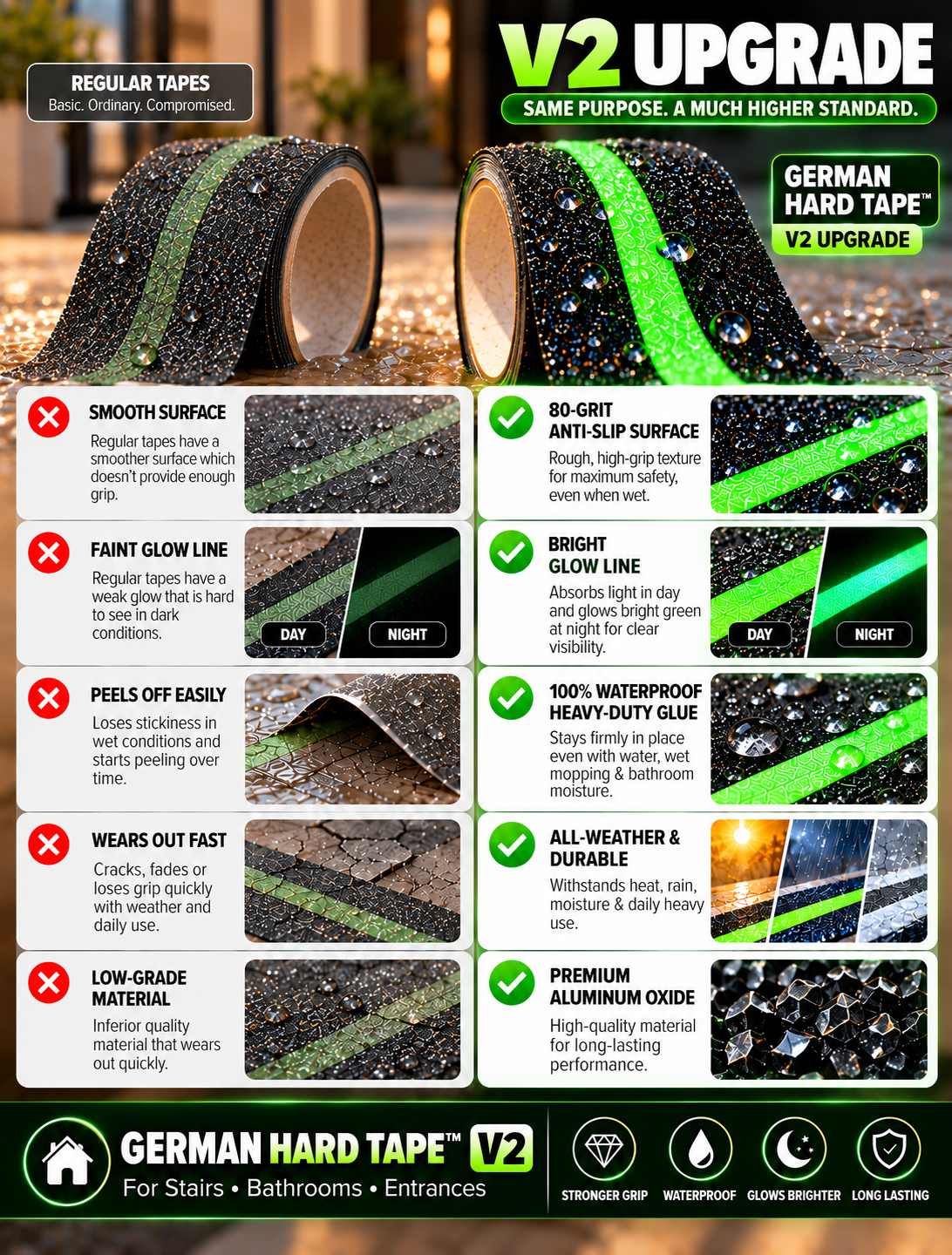 GERMAN HARD TAPE™ V2 Waterproof Anti-Slip Glow Tape