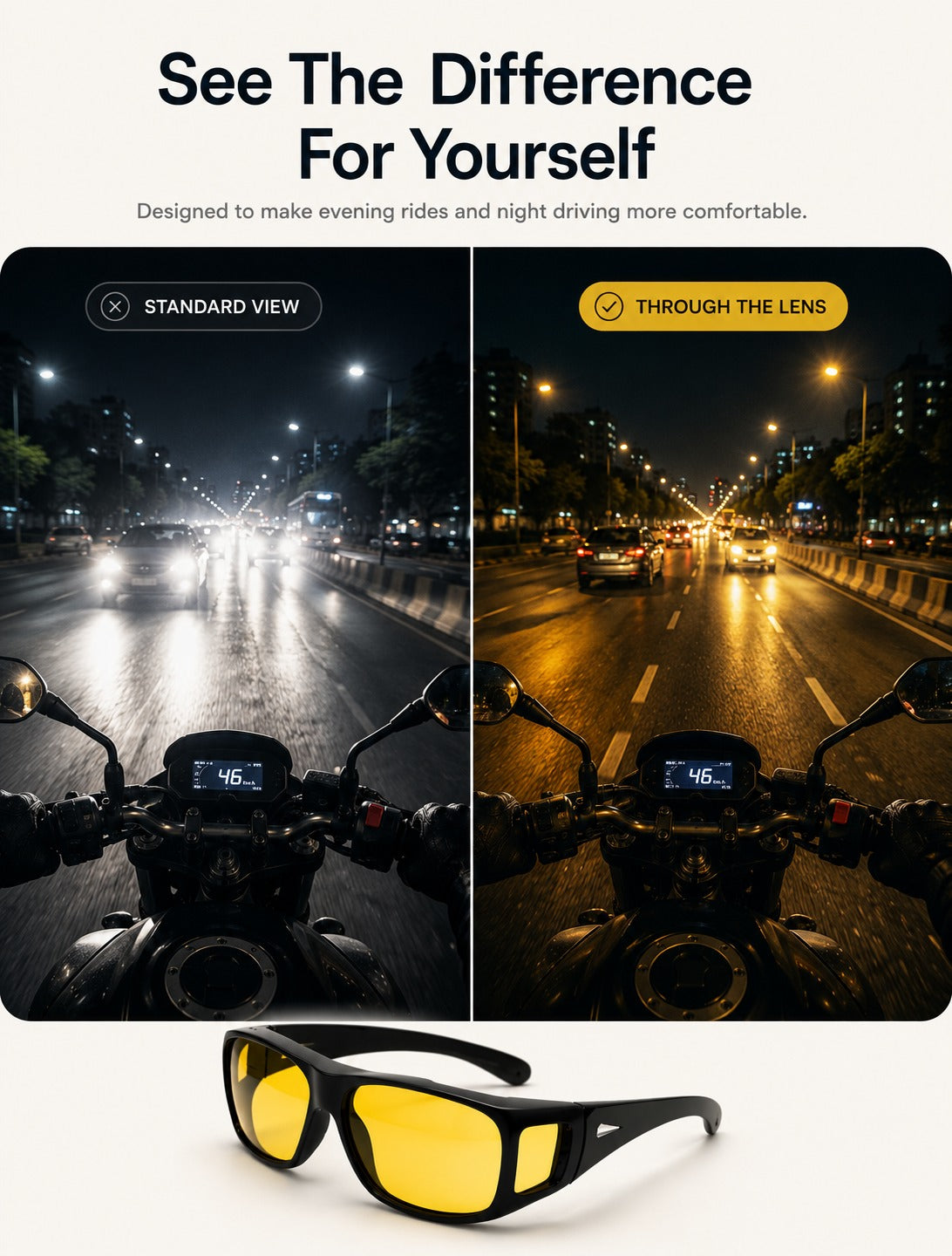 Night HD Vision™ Anti-Glare Riding Glasses + FREE UV Protection Sunglasses